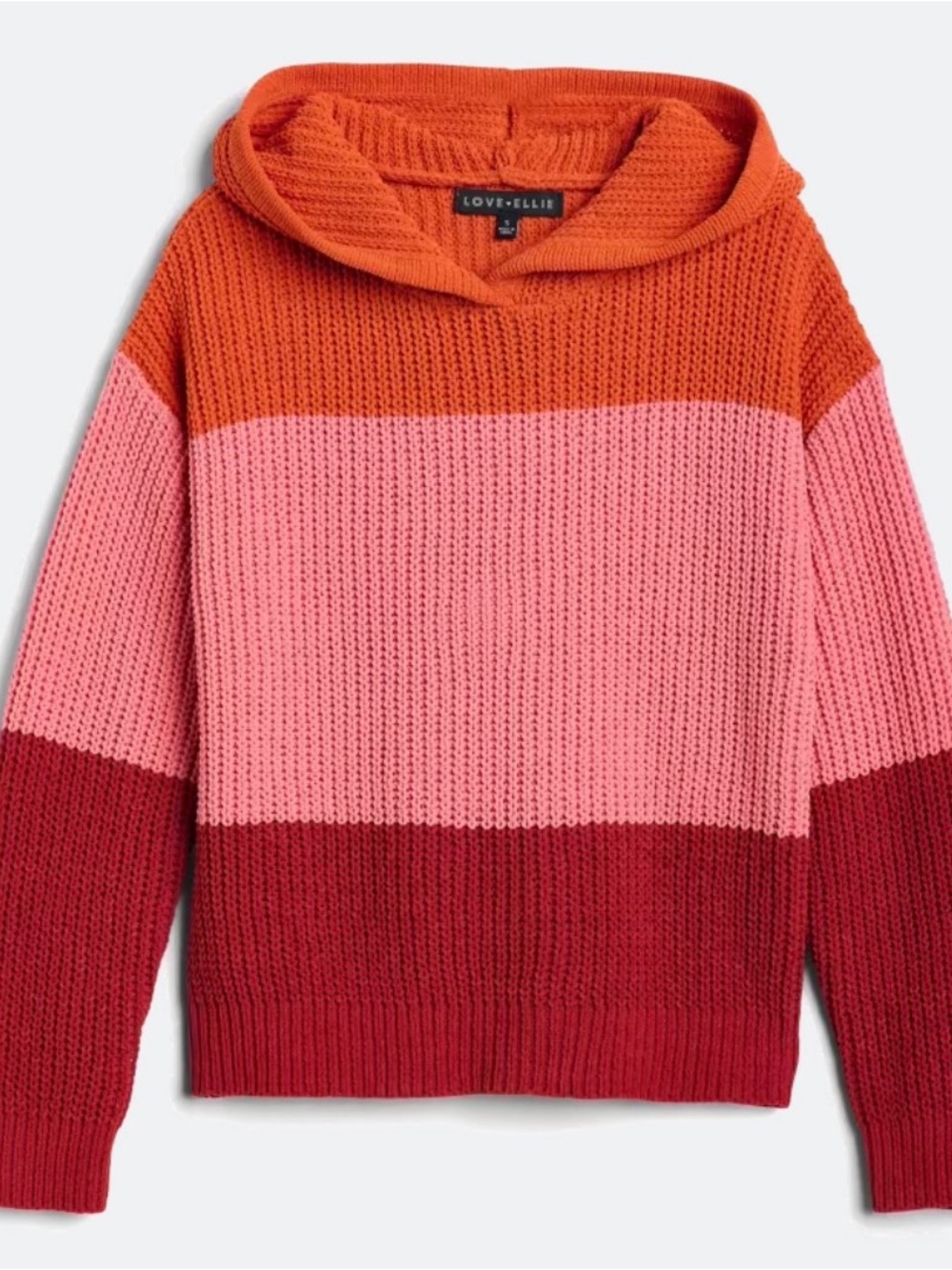 Love Ellie / Stitch Fix Colorblock Hooded Sweater - Orange, Pink & Red